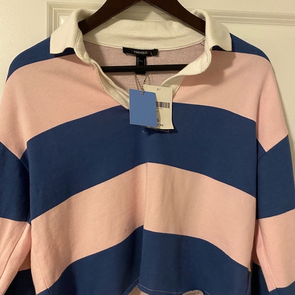 NEVER WORN! Striped Pink and Blue Long Sleeve Top - Picture 2 of 5